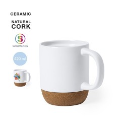 Tasse Éco-responsable Personnalisée de Sublimation Roset Matières : liège Couleurs : blanc 2