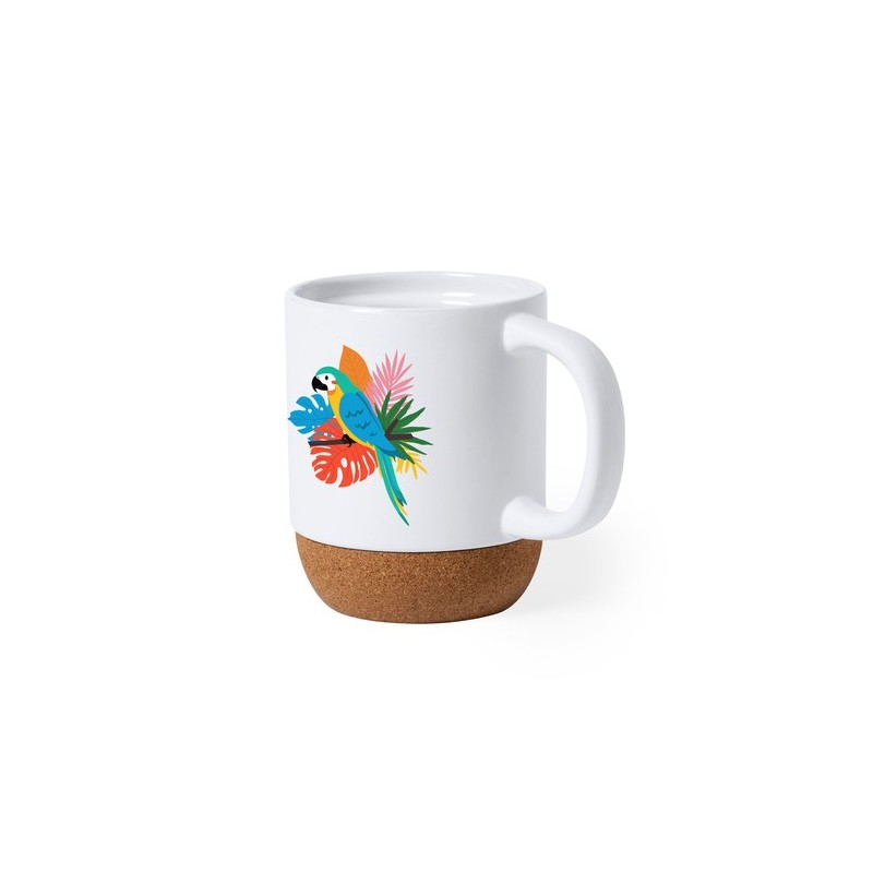 Tasse Éco-responsable Personnalisée de Sublimation Roset Matières : liège Couleurs : blanc cadeau entreprise pas cher