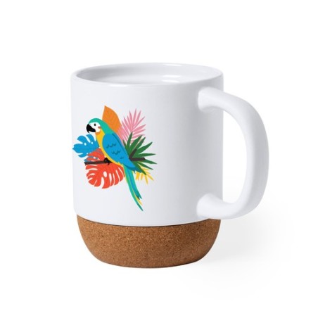 Tasse Éco-responsable Personnalisée de Sublimation Roset Matières : liège Couleurs : blanc cadeau entreprise pas cher