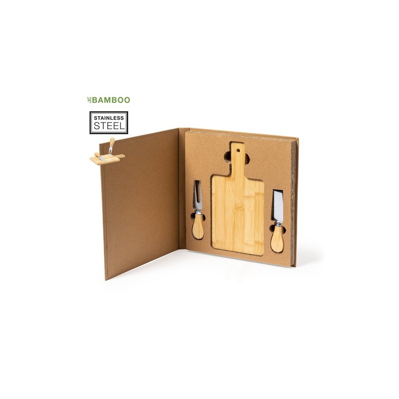 Plateau à Fromage Élégant Personnalisé avec Set de Fromages Tauroa Matières : bambou