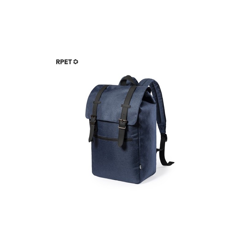 Sac à Dos Éco-responsable Pratique Personnalisé Budley Matières : PET recyclé Couleurs : gris marquage laser ultra précis