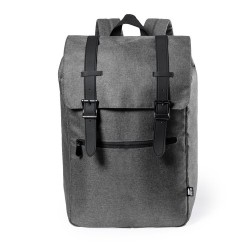 Sac à Dos Éco-responsable Pratique Personnalisé Budley Matières : PET recyclé Couleurs : noir objet promotionnel éco-responsable