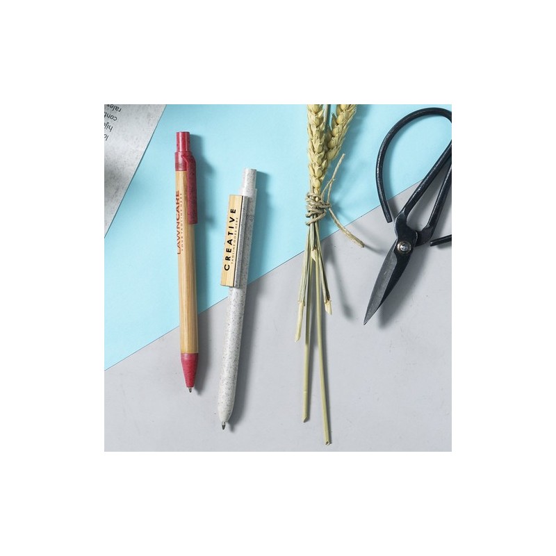 Stylo personnalisé  - Yusin objet publicitaire Matières : bambou Couleurs : naturel objet promotionnel éco-responsable