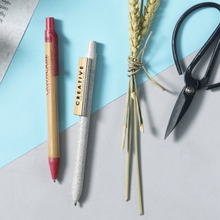 Stylo personnalisé  - Yusin objet publicitaire Matières : bambou Couleurs : naturel objet promotionnel éco-responsable