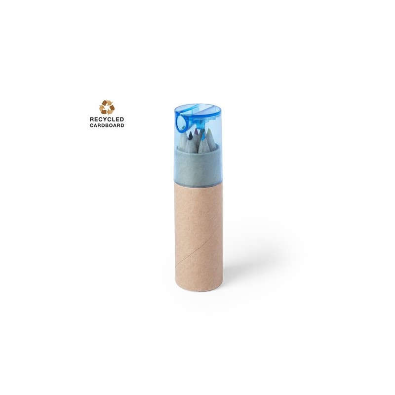 Crayons de Couleur Éco-responsables Personnalisés - Set Baby Matières : carton recyclé Couleurs : bleu objet promotionnel éco-re