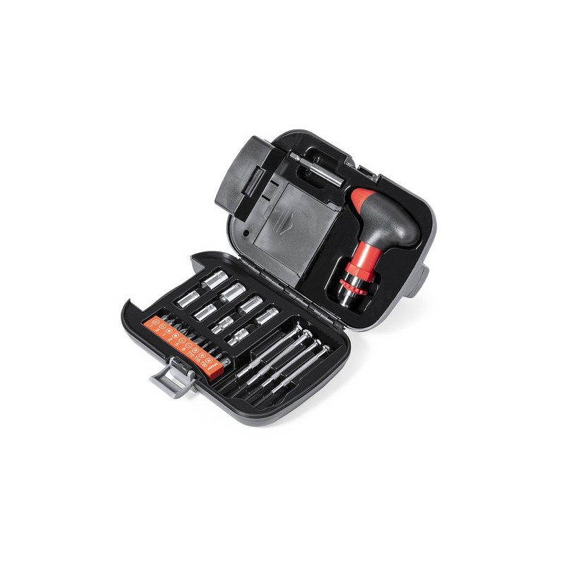 Set Pratique d'Outils Personnalisé avec 24 Accessoires Vizcaya marquage laser ultra précis