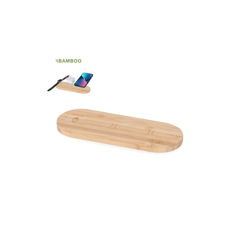 Chargeur personnalisé pas cher Tigris Matières : bambou Couleurs : naturel personnalisable avec votre logo
