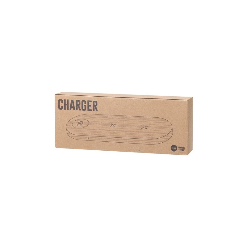 Chargeur personnalisé pas cher Tigris Matières : bambou Couleurs : naturel marquage laser ultra précis