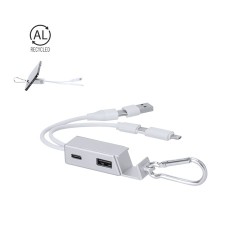 Chargeur USB personnalisé pas cher Leony Matières : aluminium recyclé  Couleurs : argenté 2