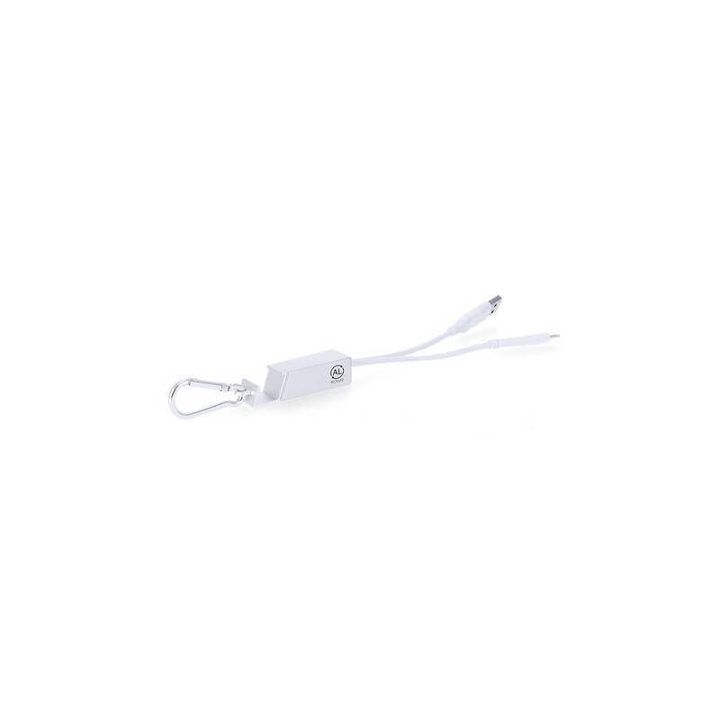 Chargeur USB personnalisé pas cher Leony Matières : aluminium recyclé  Couleurs : argenté cadeau entreprise pas cher