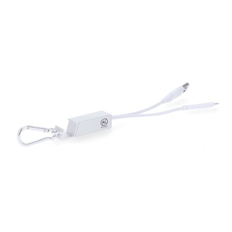 Chargeur USB personnalisé pas cher Leony Matières : aluminium recyclé  Couleurs : argenté cadeau entreprise pas cher