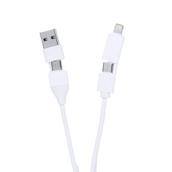 Chargeur USB personnalisé pas cher Leony Matières : aluminium recyclé  Couleurs : argenté impression haute définition