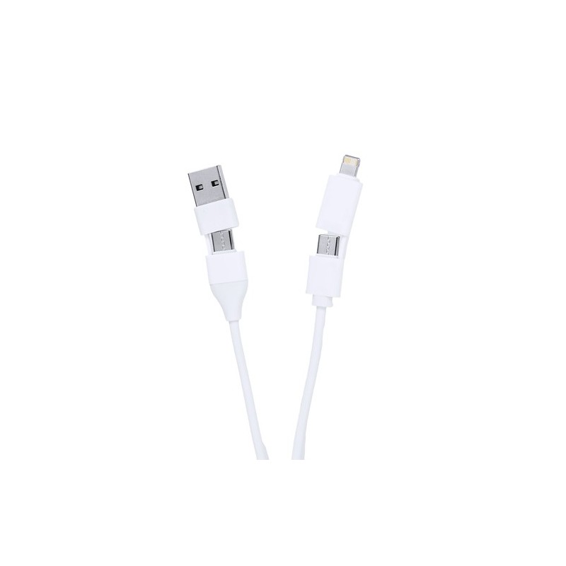 Chargeur USB personnalisé pas cher Leony Matières : aluminium recyclé  Couleurs : argenté impression haute définition