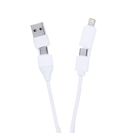 Chargeur USB personnalisé pas cher Leony Matières : aluminium recyclé  Couleurs : argenté impression haute définition