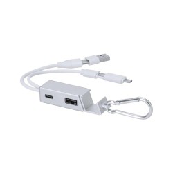 Chargeur USB personnalisé pas cher Leony Matières : aluminium recyclé  Couleurs : argenté marquage laser ultra précis