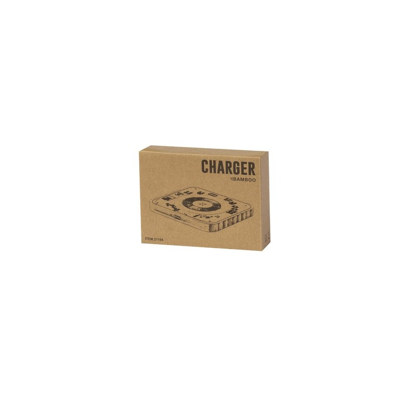 Chargeur sans fil Éco-responsable Personnalisé 15W - Gaussian Matières : bambou impression haute définition