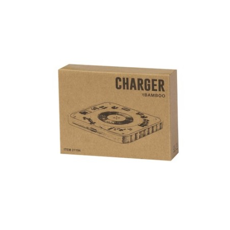 Chargeur sans fil Éco-responsable Personnalisé 15W - Gaussian Matières : bambou marquage laser ultra précis
