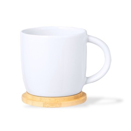 Tasse en Céramique Éco-responsable avec Couvercle en Bambou Personnalisée Zenara Matières : bambou Couleurs : noir goodies entre