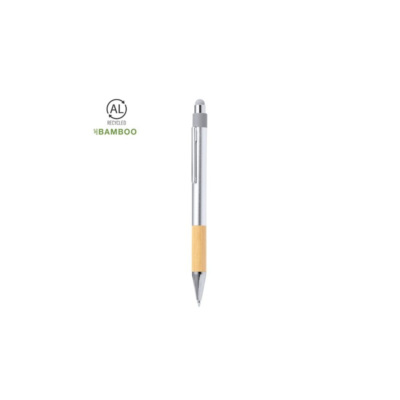 Stylet Éco-responsable Pratique Personnalisé Bille Deimox Matières : bambou Couleurs : argenté personnalisable avec votre logo