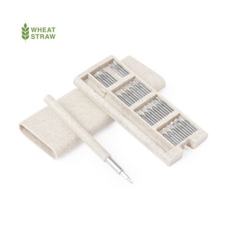 Set d'Outils Éco-responsables et Pratiques Personnalisés Zephyr Matières : ABS Couleurs : naturel personnalisable avec votre log