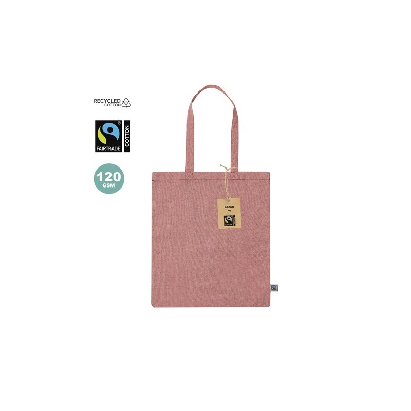Sac Éco-responsable Personnalisé de Shopping Lazar Fairtrade Matières : coton recyclé Couleurs : naturel marquage laser ultra pr