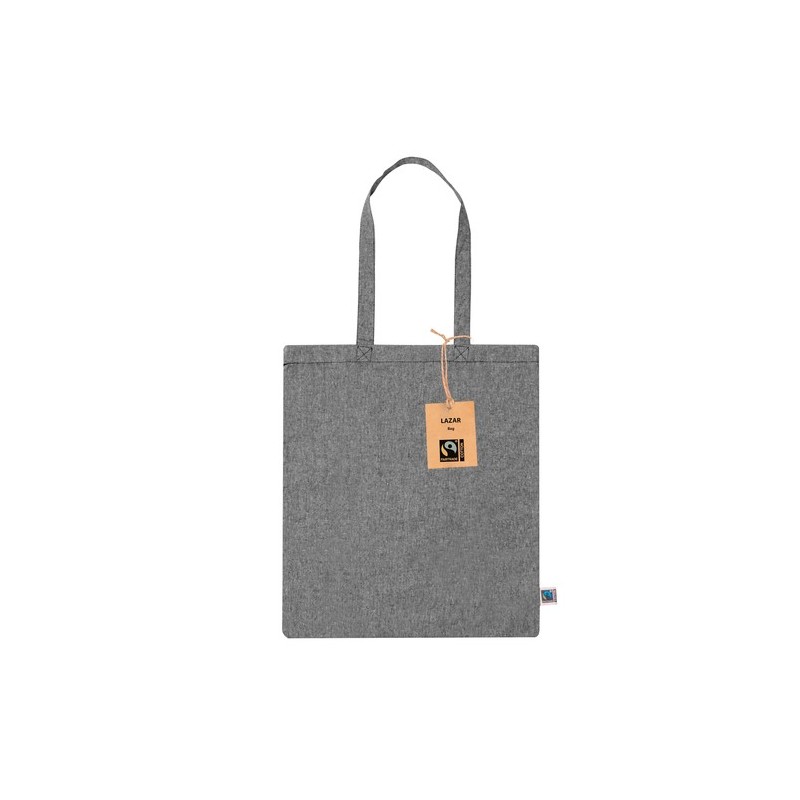 Sac Éco-responsable Personnalisé de Shopping Lazar Fairtrade Matières : coton recyclé Couleurs : vert objet publicitaire robuste