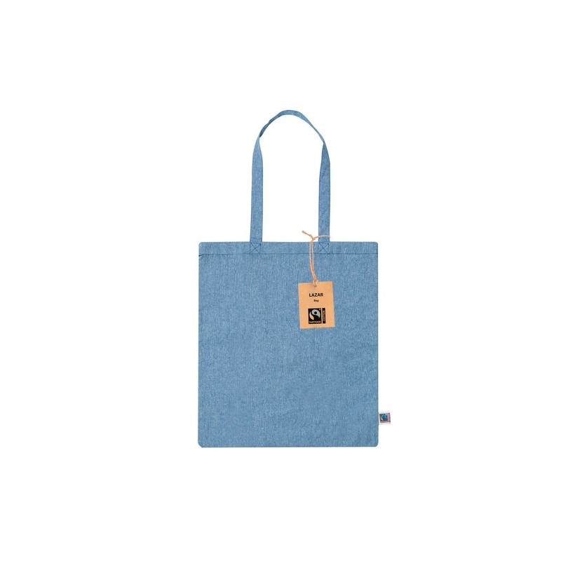 Sac Éco-responsable Personnalisé de Shopping Lazar Fairtrade Matières : coton recyclé Couleurs : vert impression haute définitio