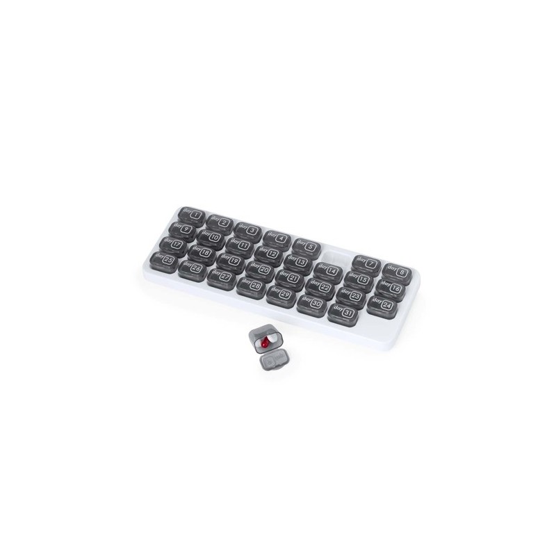 Pilulier Mensuel Organisateur Personnalisé - Stexio Couleurs : gris personnalisable avec votre logo