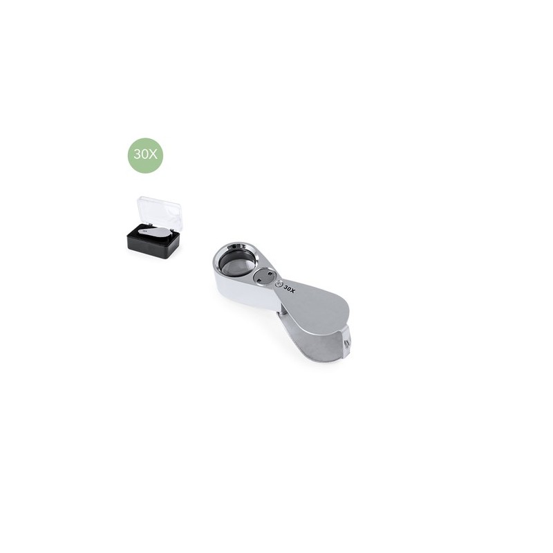 Loupe pliante personnalisée 30X de bureau - Yoplin Matières : métal Couleurs : argenté personnalisable avec votre logo