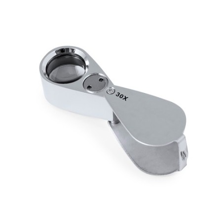 Loupe pliante personnalisée 30X de bureau - Yoplin Matières : métal Couleurs : argenté goodies publicitaire événementiel