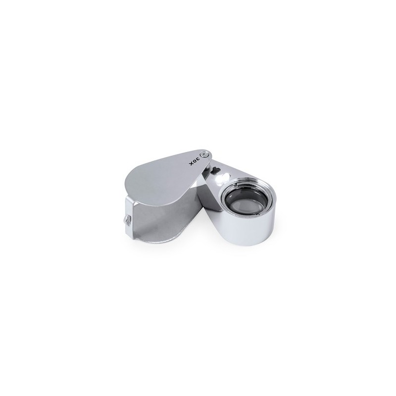 Loupe pliante personnalisée 30X de bureau - Yoplin Matières : métal Couleurs : argenté impression haute définition