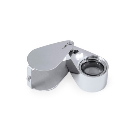 Loupe pliante personnalisée 30X de bureau - Yoplin Matières : métal Couleurs : argenté impression haute définition