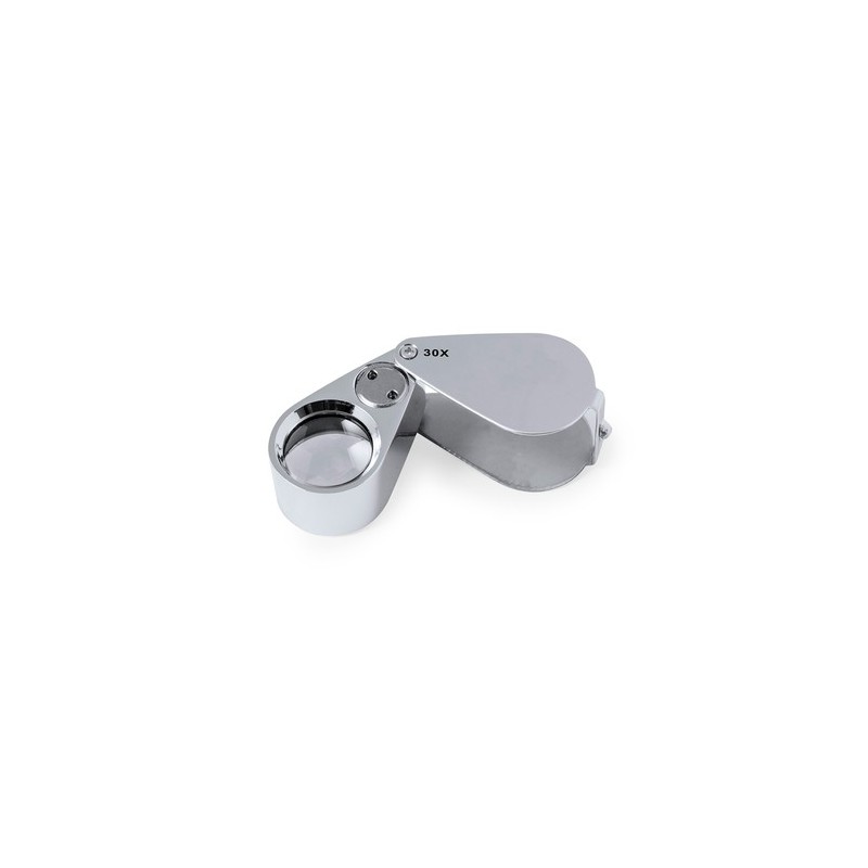 Loupe pliante personnalisée 30X de bureau - Yoplin Matières : métal Couleurs : argenté marquage laser ultra précis