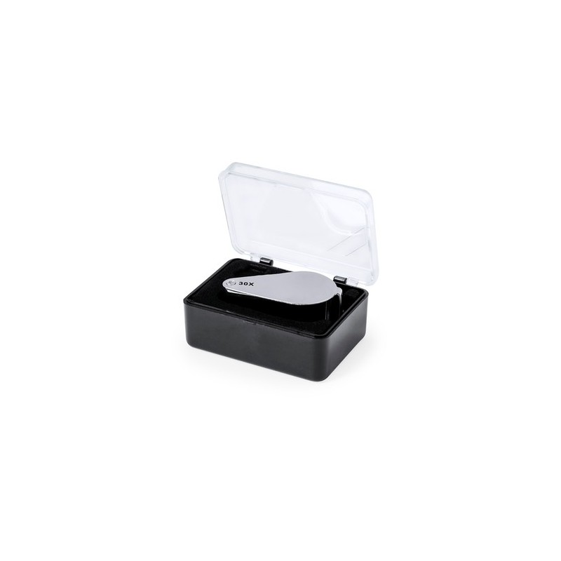 Loupe pliante personnalisée 30X de bureau - Yoplin Matières : métal Couleurs : argenté objet promotionnel éco-responsable