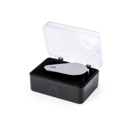 Loupe pliante personnalisée 30X de bureau - Yoplin Matières : métal Couleurs : argenté objet promotionnel éco-responsable