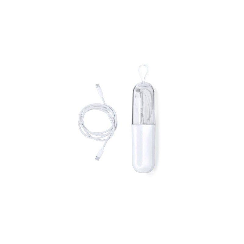 Câble de Charge Rapide Éco-Responsable Personnalisé Skot Couleurs : blanc personnalisable avec votre logo