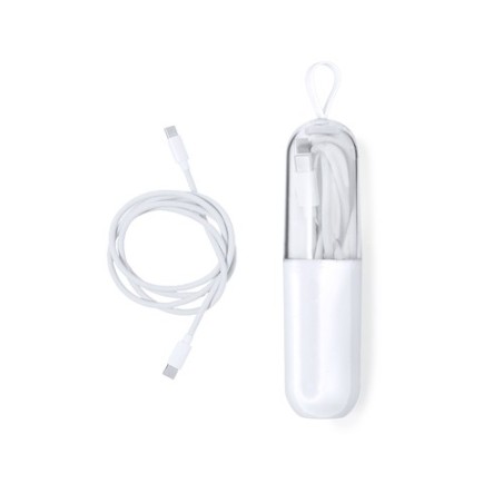 Câble de Charge Rapide Éco-Responsable Personnalisé Skot Couleurs : blanc personnalisable avec votre logo