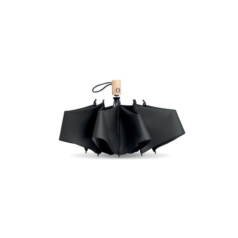 Parapluie pliable  190T en RPET de 23'' - LEEDS Matières : métal Couleurs : noir marquage laser ultra précis