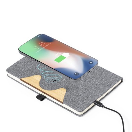 Bloc Notes Éco-responsable et Pratique avec Chargeur Dalou Matières : bambou Couleurs : gris impression haute définition