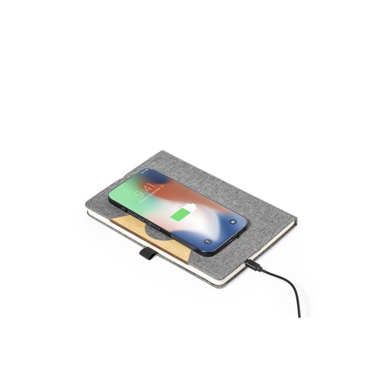 Bloc Notes Éco-responsable et Pratique avec Chargeur Dalou Matières : bambou Couleurs : gris marquage laser ultra précis