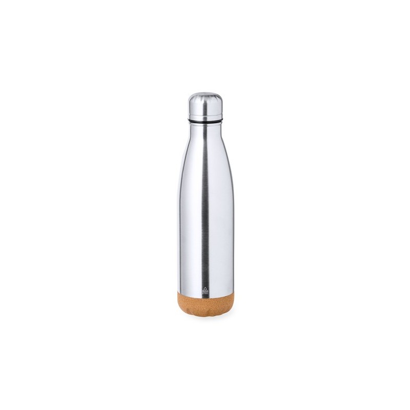 Bouteille Isotherme Éco-responsable Personnalisée Thermique Dagles Matières : liège Couleurs : argenté