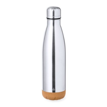 Bouteille Isotherme Éco-responsable Personnalisée Thermique Dagles Matières : liège Couleurs : argenté