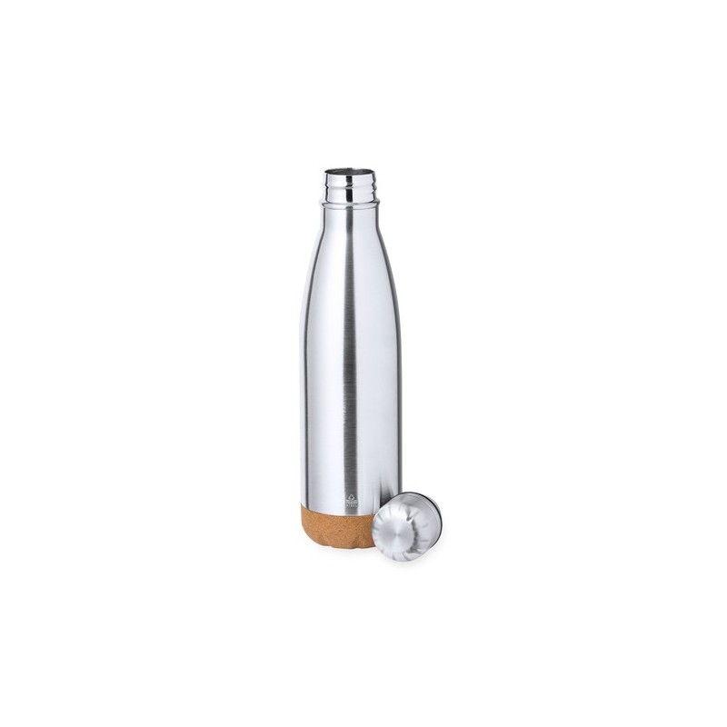 Bouteille Isotherme Éco-responsable Personnalisée Thermique Dagles Matières : liège Couleurs : argenté cadeau entreprise pas che