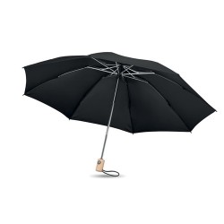Parapluie pliable  190T en RPET de 23'' - LEEDS Matières : métal Couleurs : noir cadeau collaborateur premium