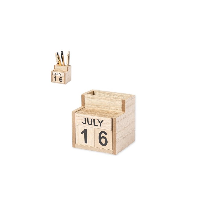 Porte-Crayons Éco-responsable Personnalisé avec Calendrier Perpétuel Laorek Matières : MDF