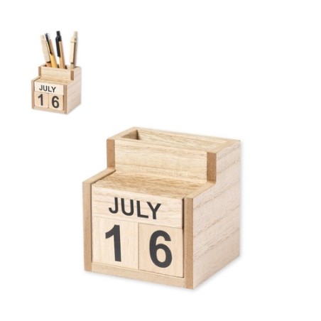 Porte-Crayons Éco-responsable Personnalisé avec Calendrier Perpétuel Laorek Matières : MDF