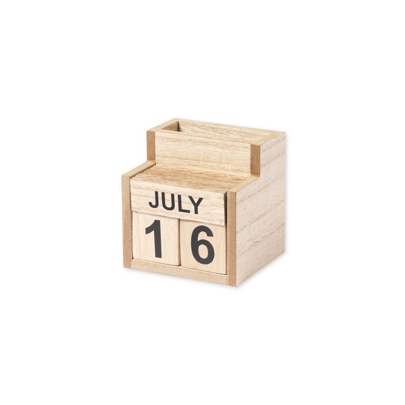 Porte-Crayons Éco-responsable Personnalisé avec Calendrier Perpétuel Laorek Matières : MDF personnalisable avec votre logo