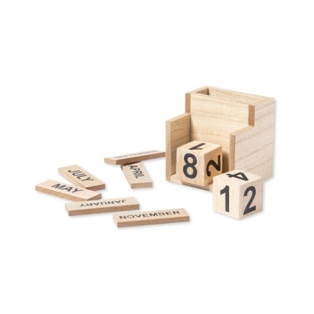 Porte-Crayons Éco-responsable Personnalisé avec Calendrier Perpétuel Laorek Matières : MDF goodies publicitaire événementiel