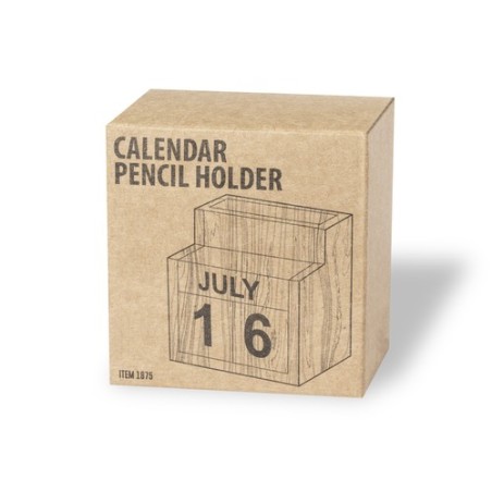 Porte-Crayons Éco-responsable Personnalisé avec Calendrier Perpétuel Laorek Matières : MDF impression haute définition