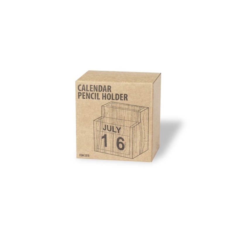 Porte-Crayons Éco-responsable Personnalisé avec Calendrier Perpétuel Laorek Matières : MDF marquage laser ultra précis